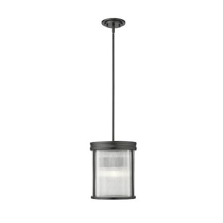 Z-Lite Carnaby Pendant, 3-Light, 10 In.W x 12 In.H, Matte Black/Clear Ribbed 7504P10-MB